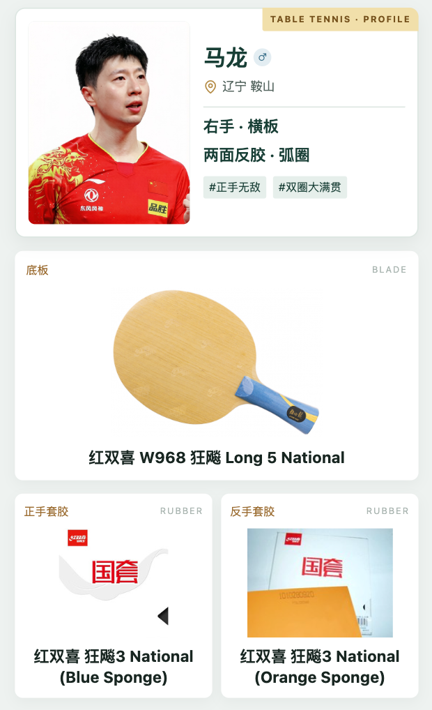 乒乓球友档案示例